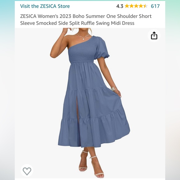 Zesica One Shoulder Dress dusty blue - Picture 1 of 2